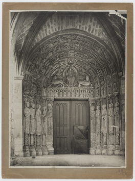 Vorschaubild Le Mans: Kathedrale, Portal. Foto von Séraphin-Médéric Mieusement Nr. 13885, beschädigte Fotoplatte